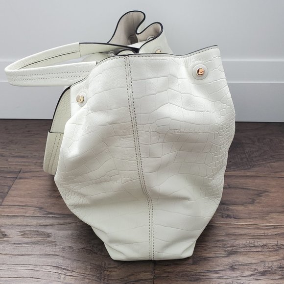 Kate Spade Leather Tote Bag White Croc Pattern - Picture 3 of 10